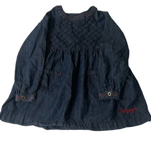 Tommy Hilfiger Denim Dress long sleeve red stitching 3T